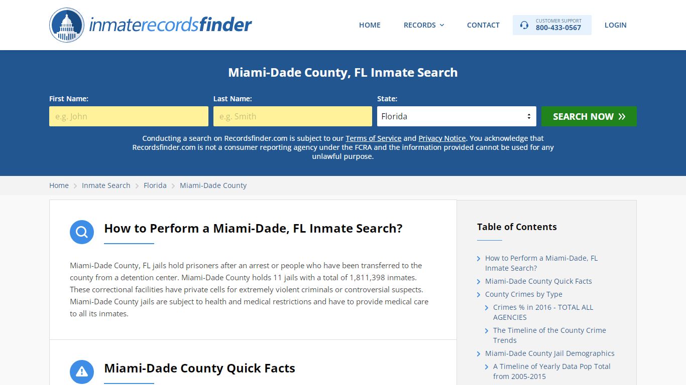 Miami-Dade Inmate Search & Jail Records Online - RecordsFinder