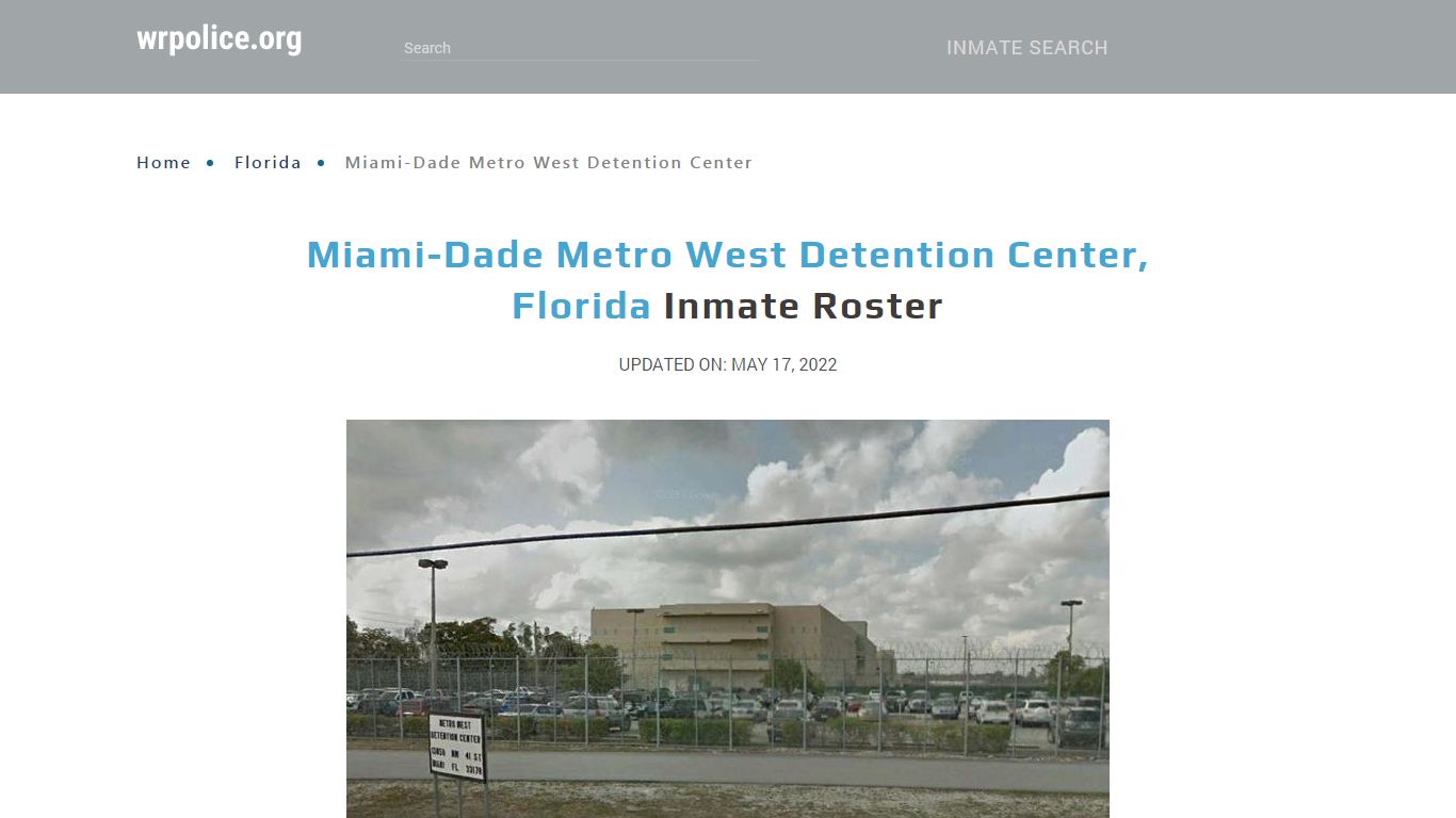 Miami-Dade Metro West Detention Center, Florida - Inmate Locator